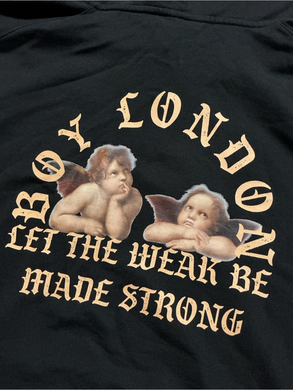 NWT Boy London Let The Weak Be Made Strong Cherub Angels Pullover Hoodie